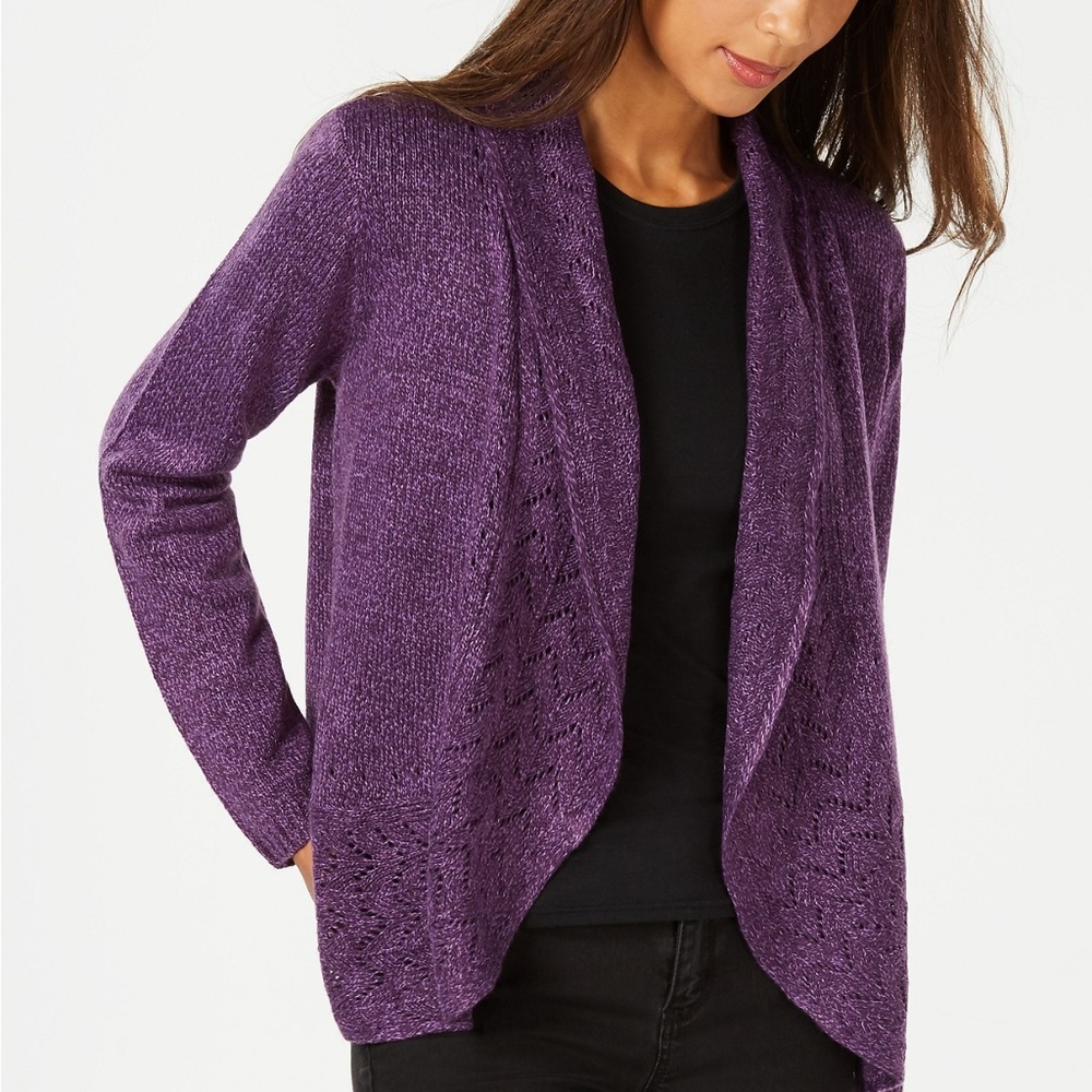 Purple Karen Scott Shawl Collar Cardigan L and XL